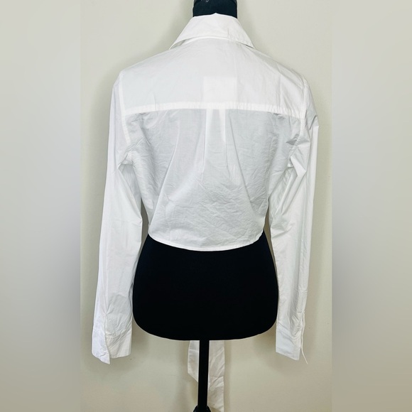 NWT American Eagle Tie front long sleeve white 100% cotton shirt medium - Picture 6 of 9